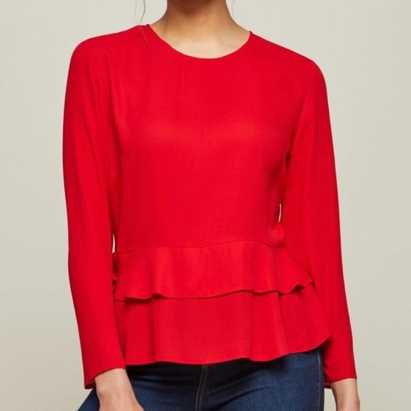 Miss Selfridge Tops - Miss Selfridge Peplum Ruffle Blouse